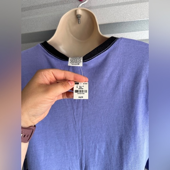 Victoria’s Secret PINK! Purple and Gray Quarter Sleeve Tee Shirt Size XS NWT - Picture 8 of 11